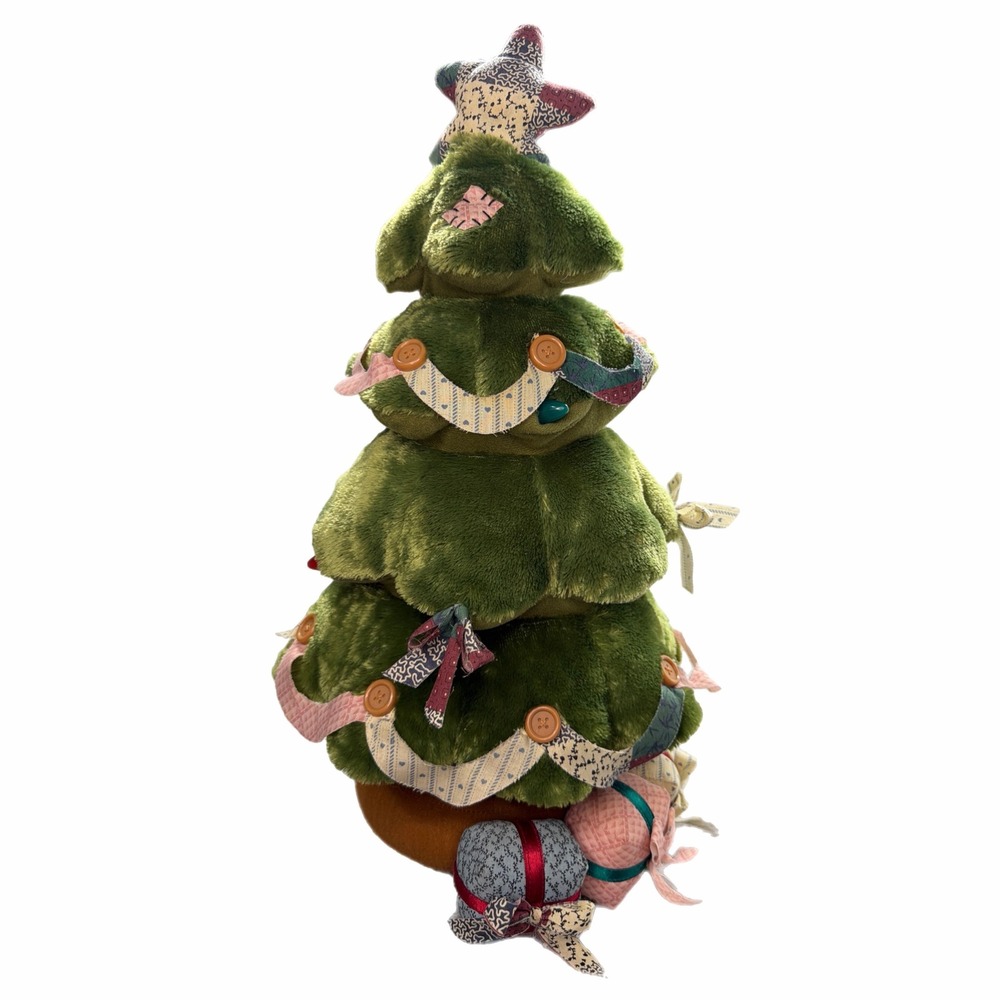 VTG Gund Countdown to Christmas Rotating Plush quilted Tree animated lights 18"